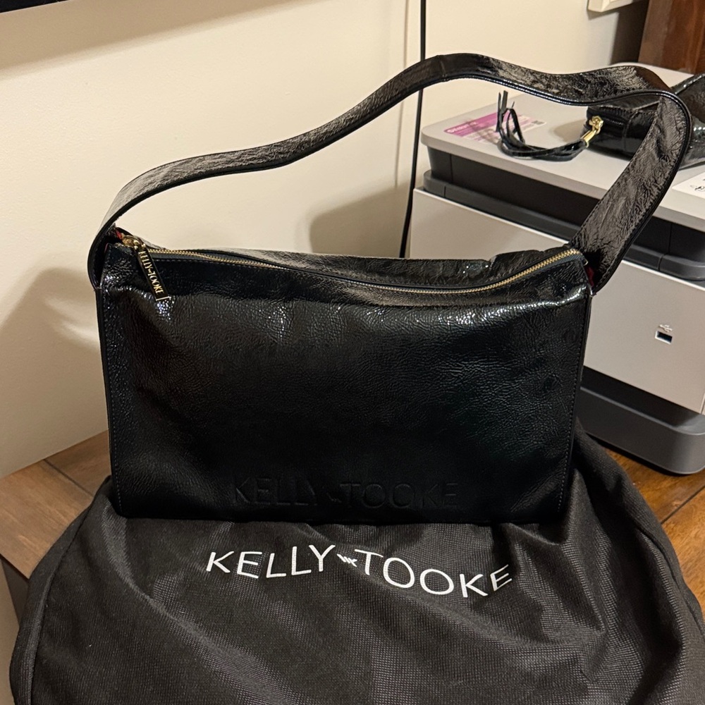 Kelly-Tooke Black Patent Leather Shoulder Bag
